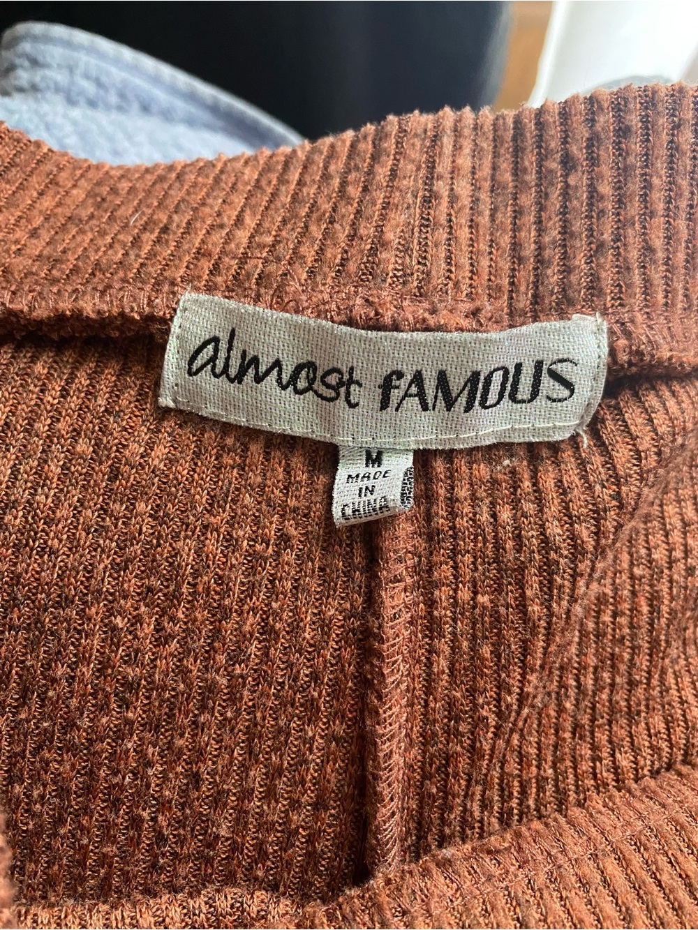 Almost Famous Ribbed Knit Button-Front Top in Rust Matching Set! - Picture 6 of 8